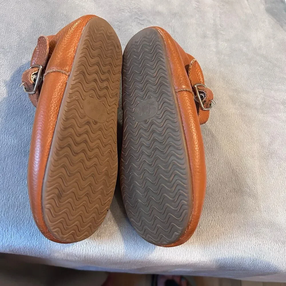 Little Toe Co T Strap Mary Jane Leather Shoes Girls 4 / 5 Brown GUC